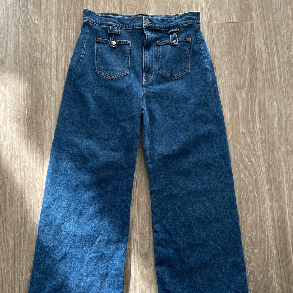 Veronica Beard Grant Wide Leg Denim Extra High Rise in Lakewood Blue Sz 31 EUC - Picture 5 of 16
